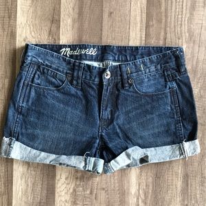 Madewell Dark Denim Washed Out Shorts 25